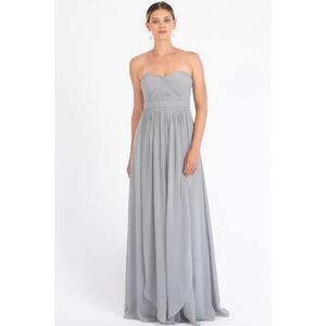 Jenny Yoo Gray Aidan Convertible Maxi Dress Women's Size 8
